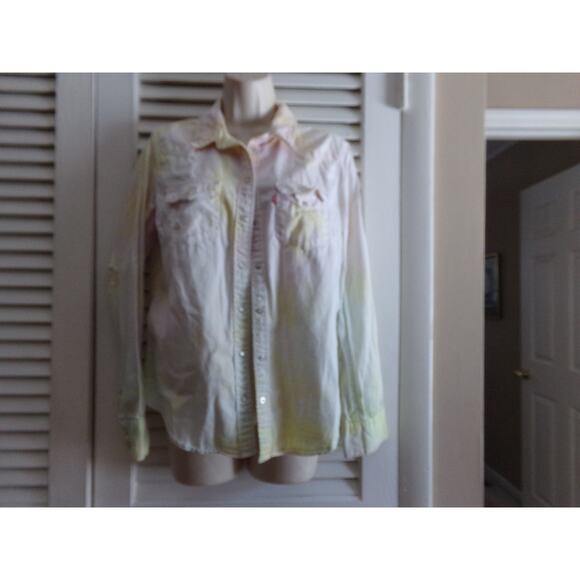 Levi Strauss Classic Fit Groovy Collection pearl snap shirt M tie dye destroyed - Picture 1 of 7